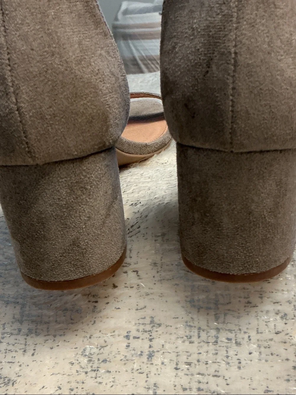 Madden Girl Taupe Suede Like ( Textile) Ankle-Strap Block Heel Sandals